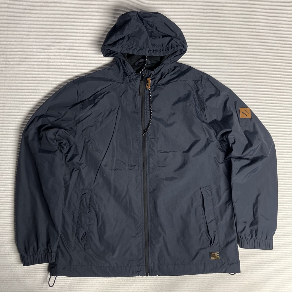 H&M Jacket Mens XL Blue Hooded Windbreaker Full Zip Mesh Lined Outdoor